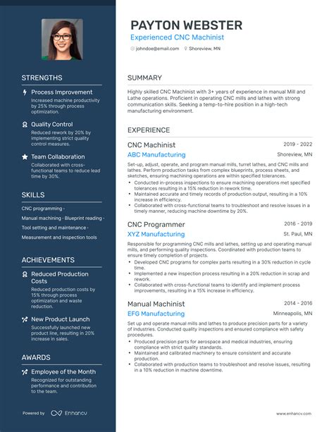 cnc resume examples